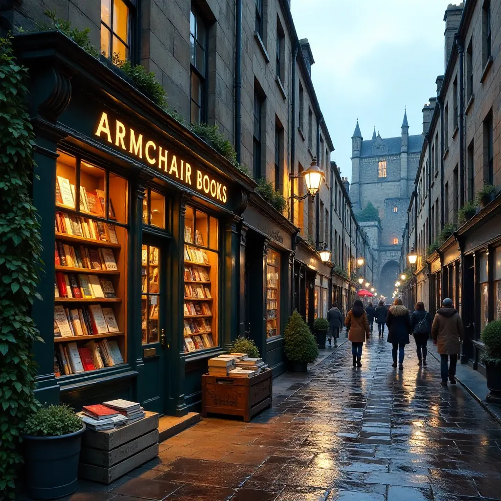 Charming Armchair Books on a Street in Edinburgh