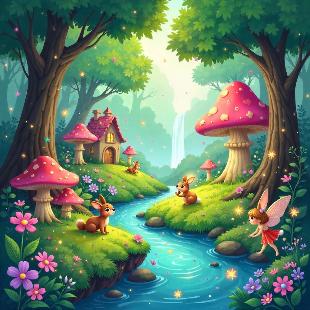 Enchanted Cartoon Forest in Fairy Wonderland
