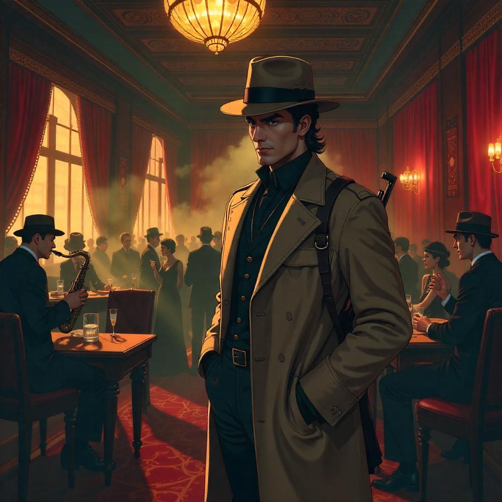 Anime Hunter in a 1920s Speakeasy