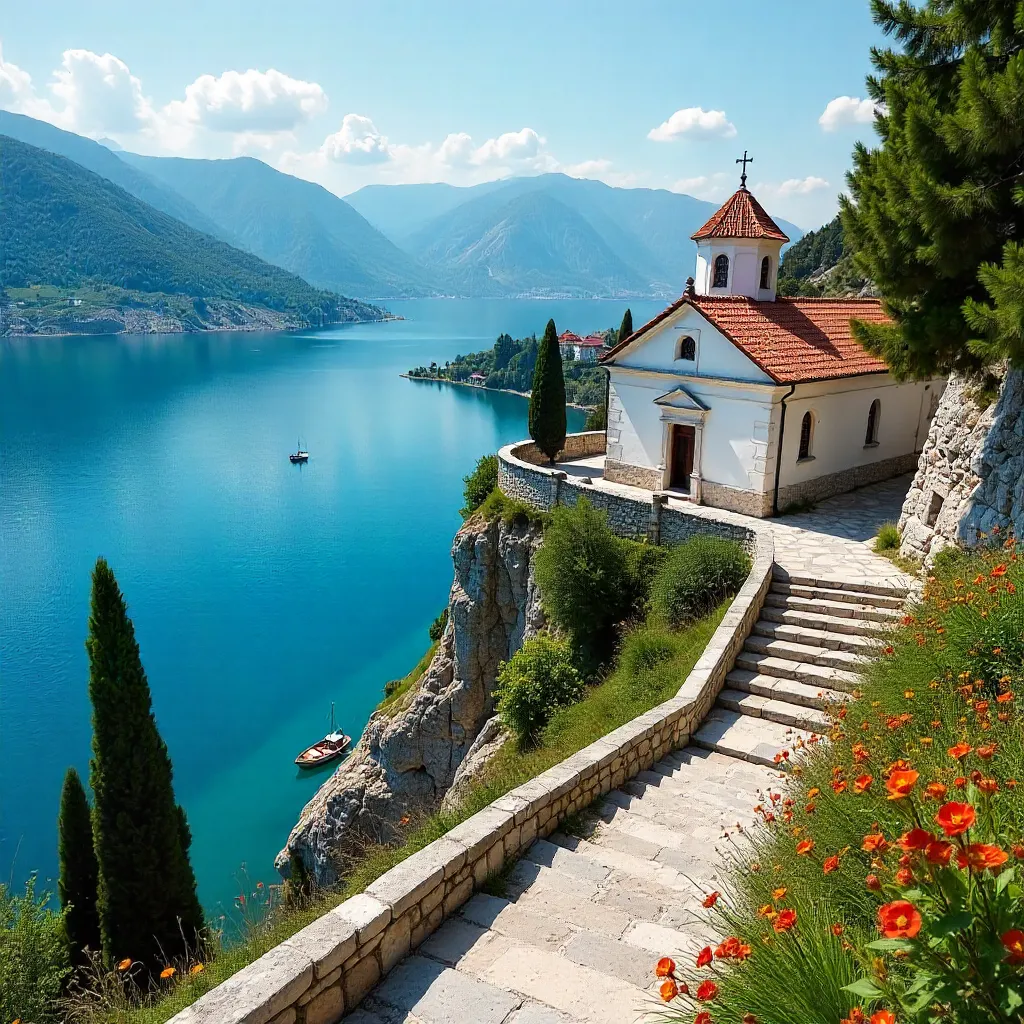 Charming Kaneo Church Over Lake Ohrid in Daylight