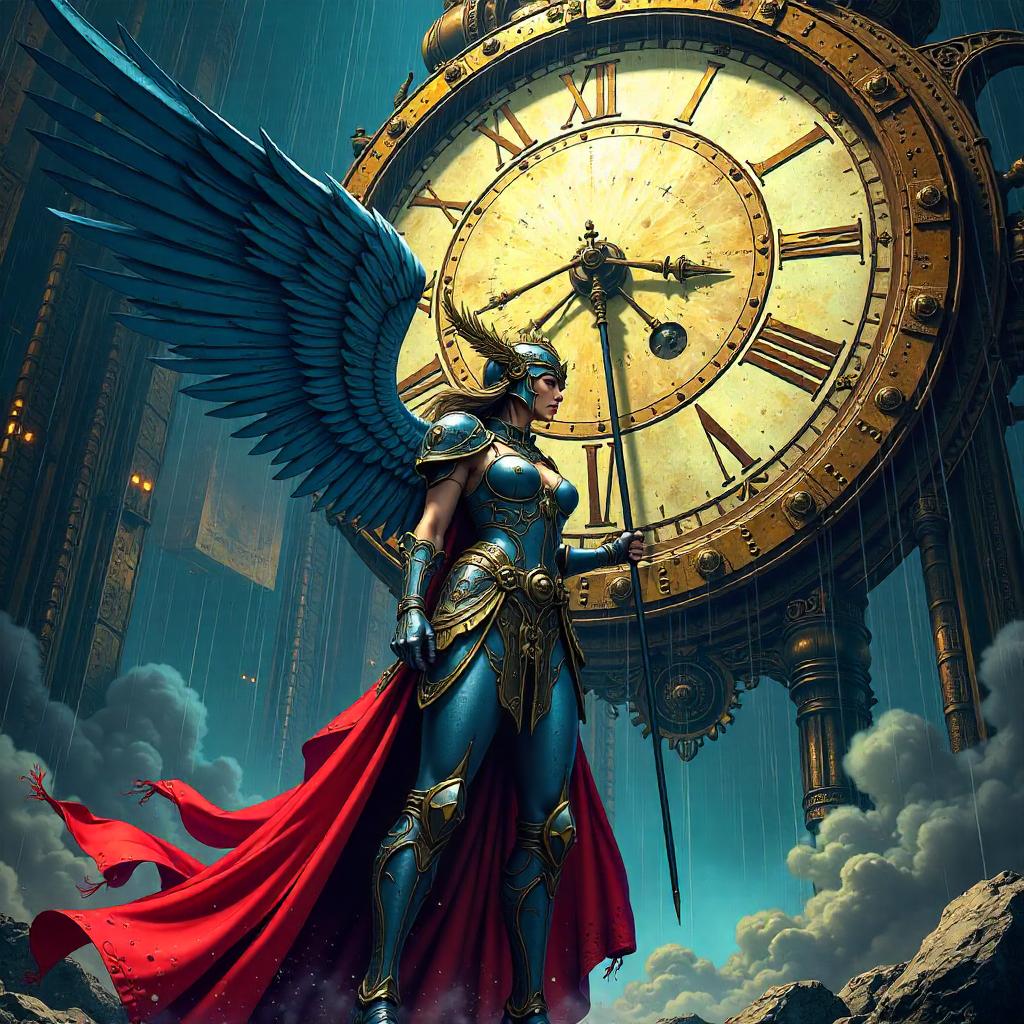 Valkyrie in a Giant Clock: Comic Clockwork