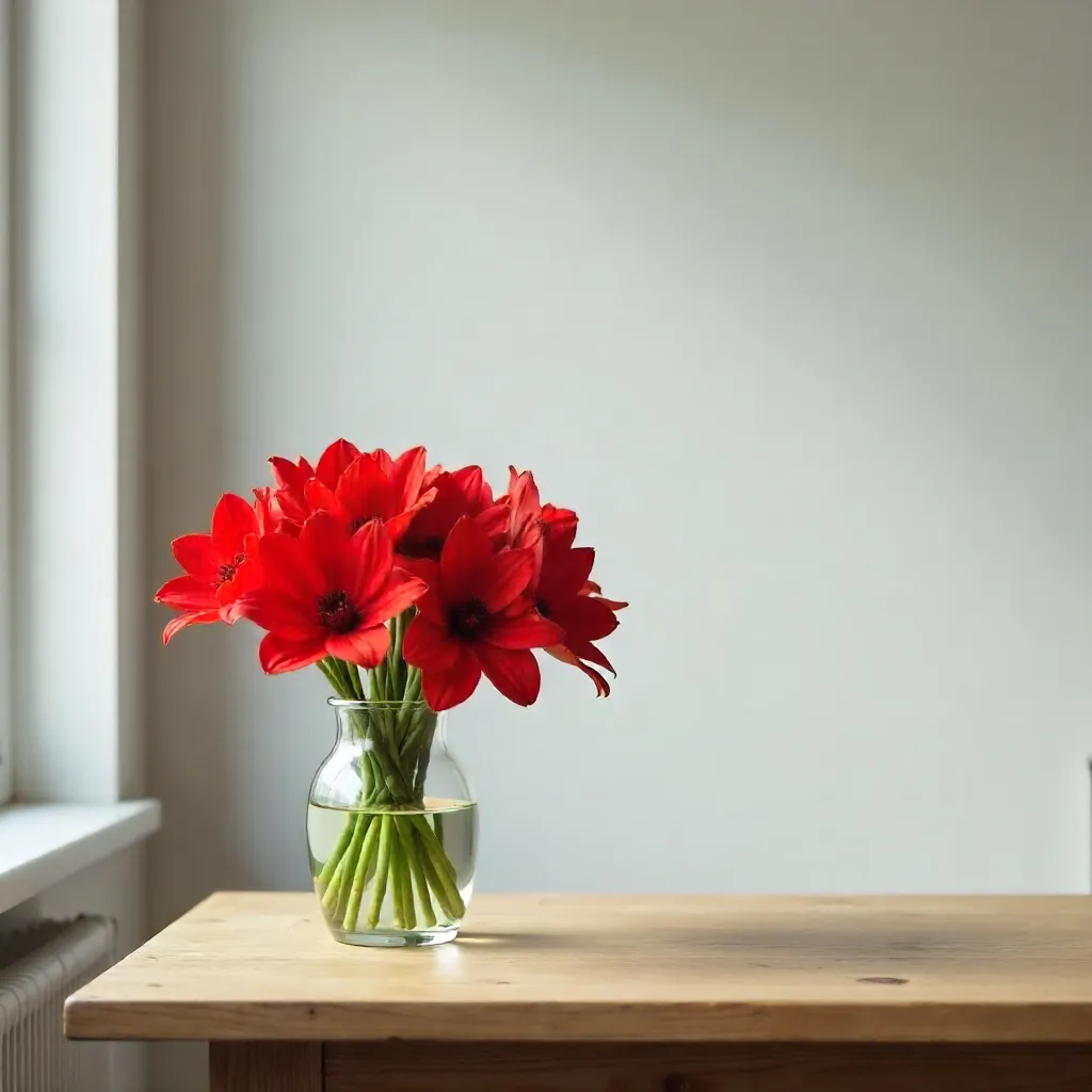 Minimalist Red Bouquet on a Quiet Table