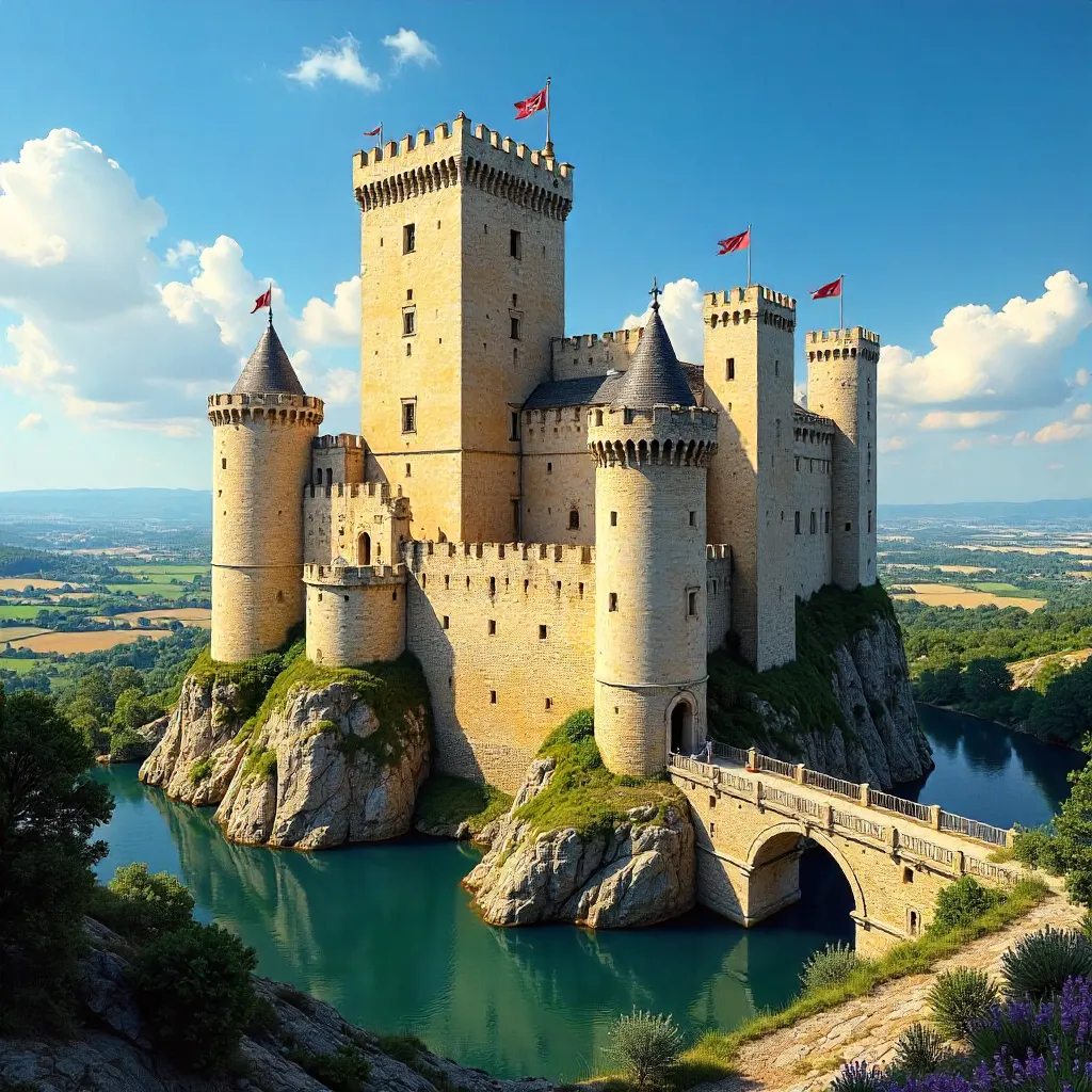 Majestic Avignon Castle under a Bright Provençal Sky
