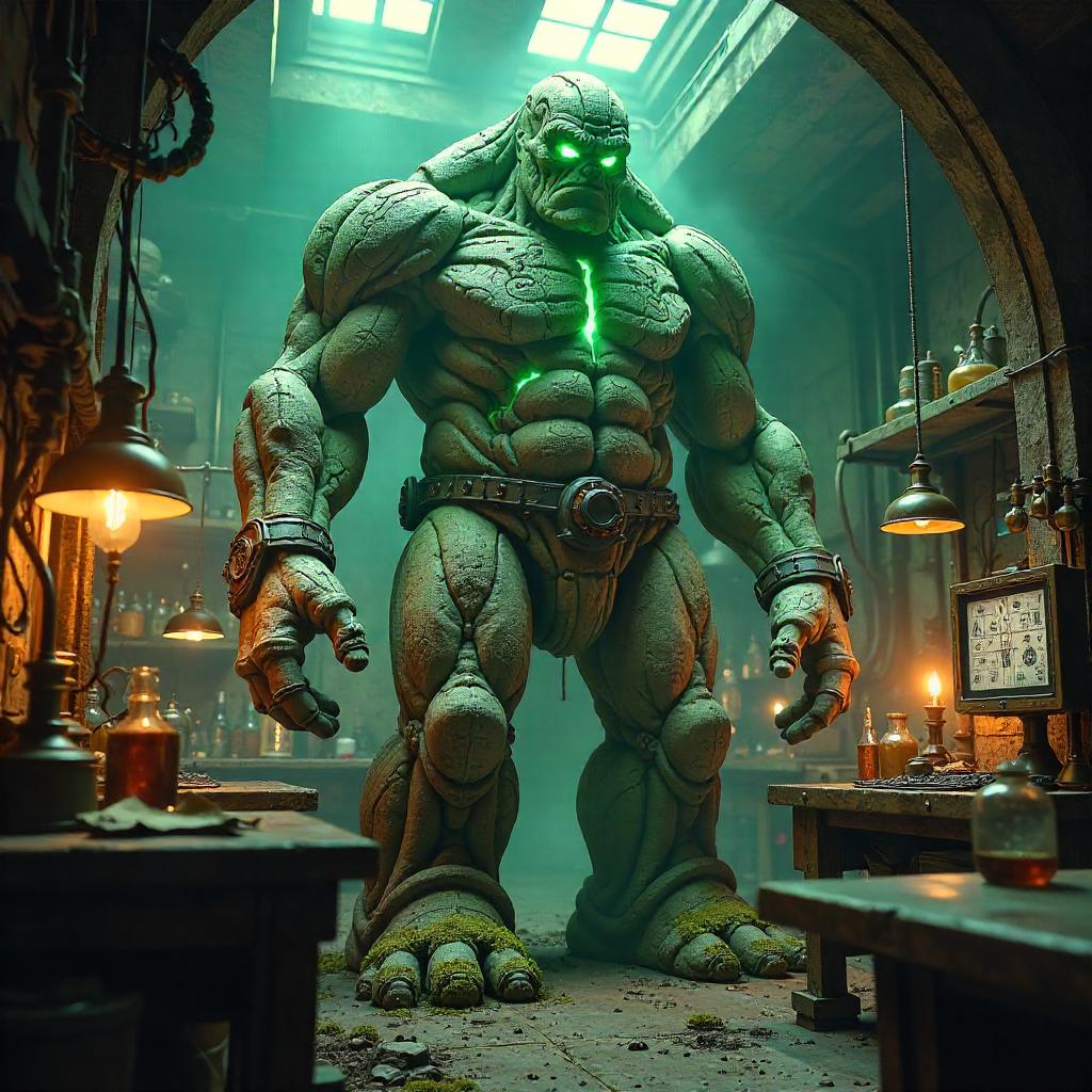 Golem in a Mad Scientist Lab: 3D Render