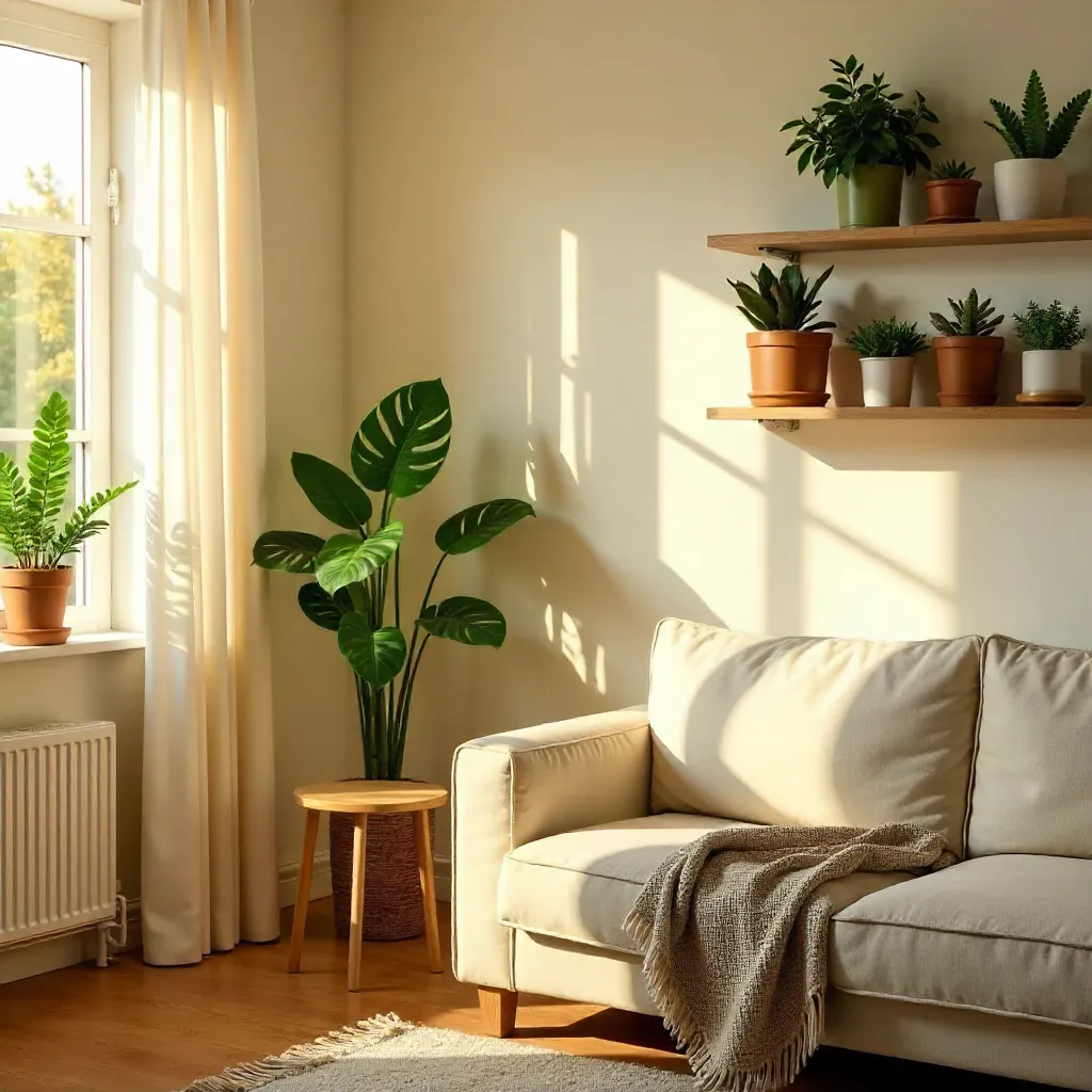 Sunlit Corner with Plant Shadows on the Wall