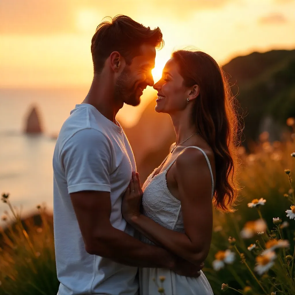 Golden Hour Amor: A Young Couple's Sunset Moment