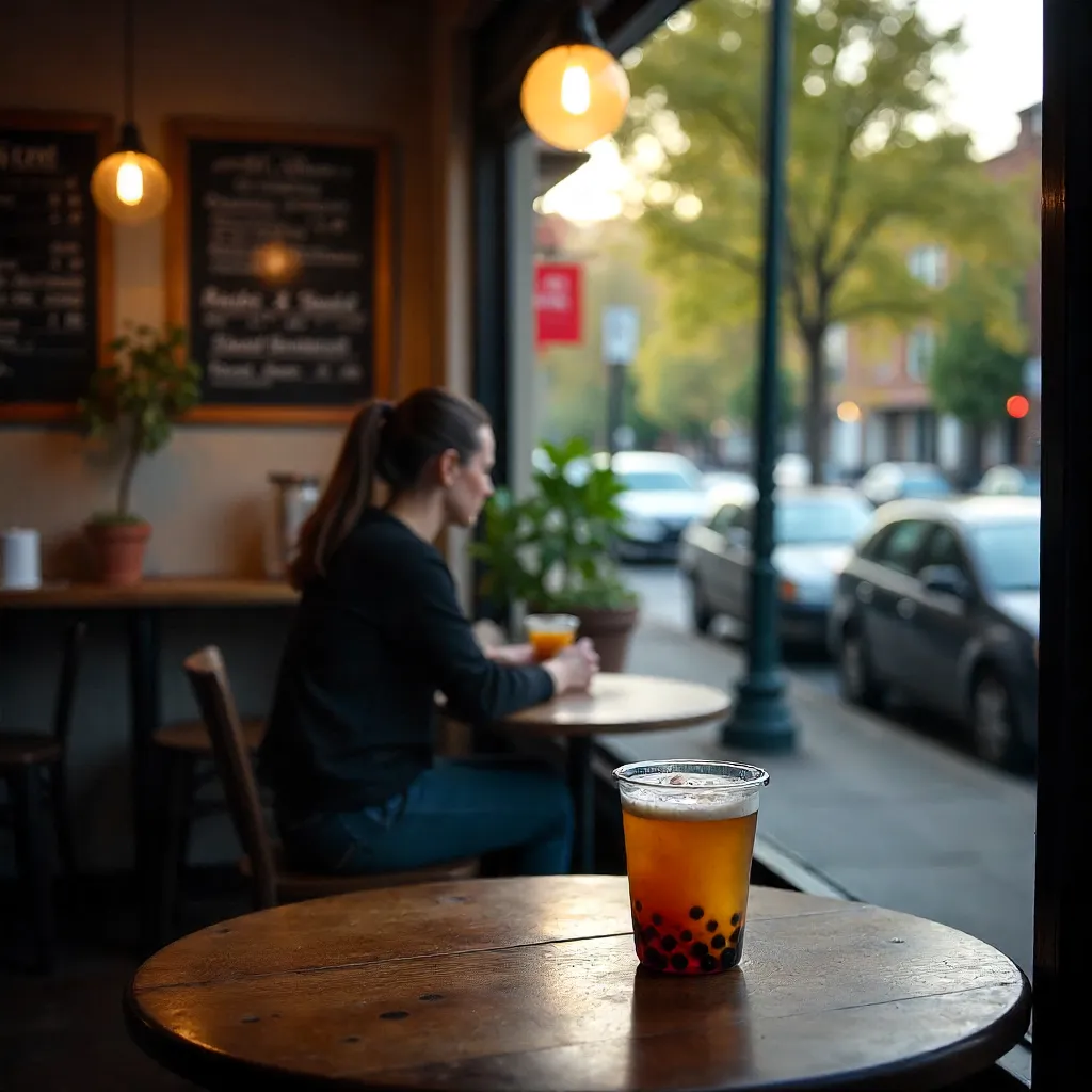 Bubble Tea by the Window in Gaithersburg Café