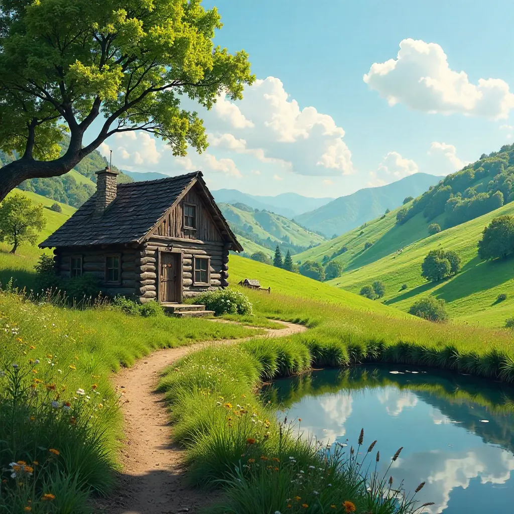 Serene Rustic Cabin in Lush Green Hills