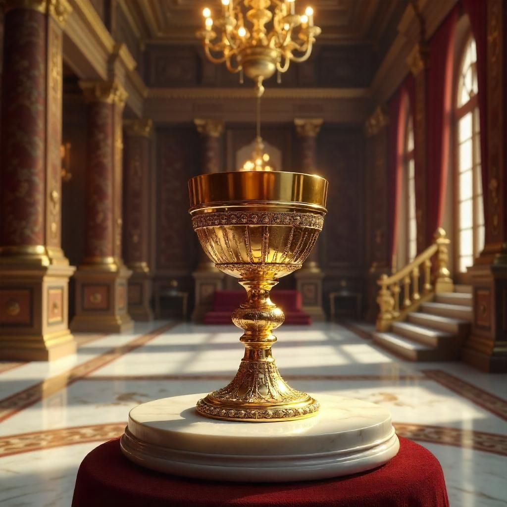Holy Grail 3D Render in a Grand Mansion Hall