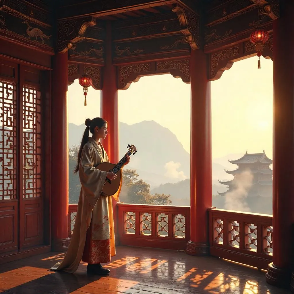 Photoreal Bard in an Ancient Pagoda