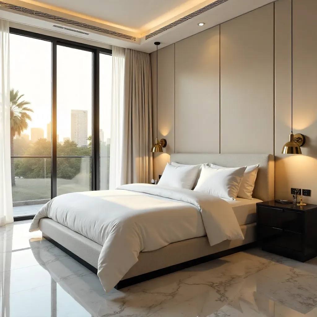 Art Deco Minimalist LA Hotel Bedroom