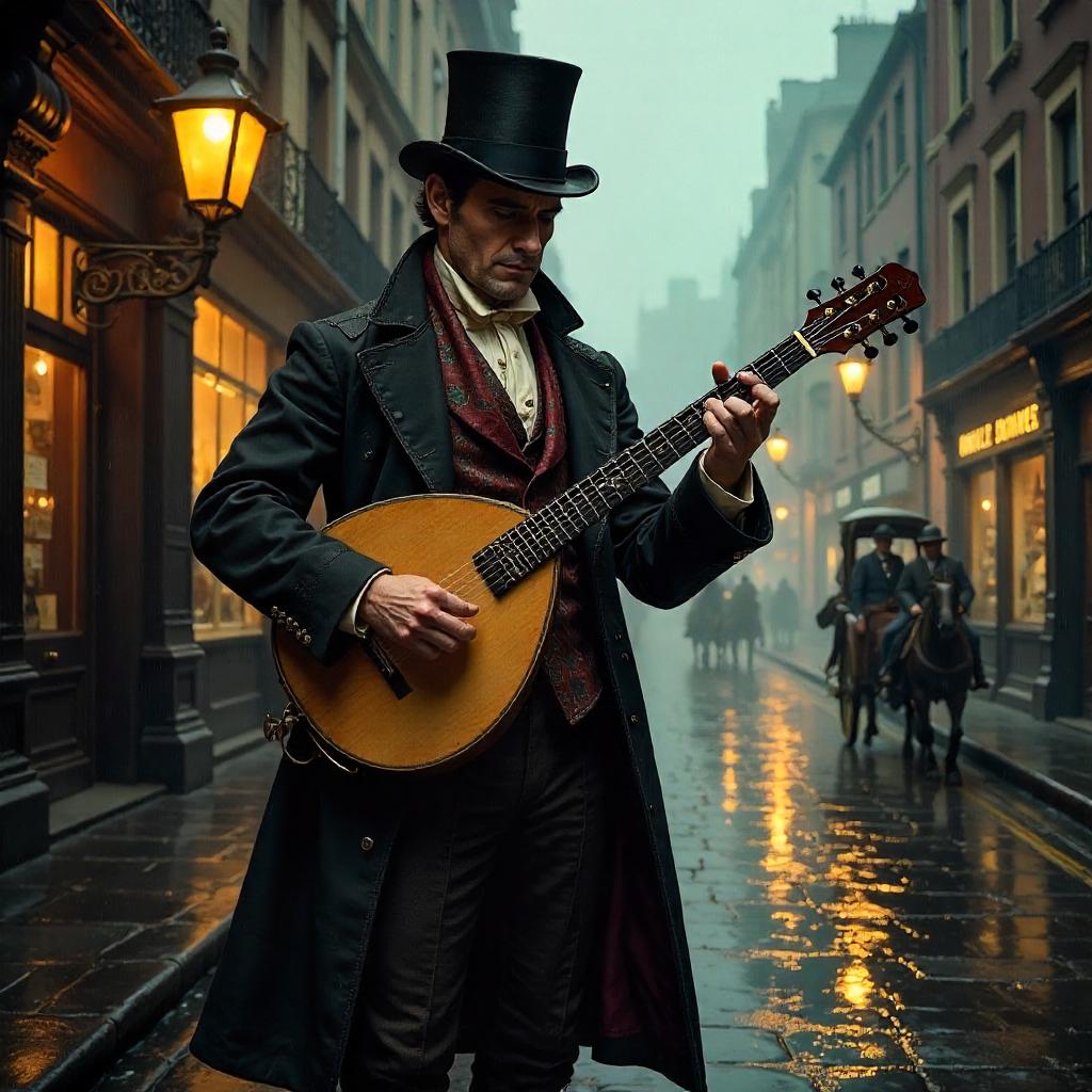 Bard in Foggy Victorian London: Concept Art