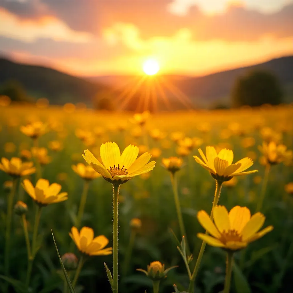 Golden Hour Wildflowers in Sunset Glow