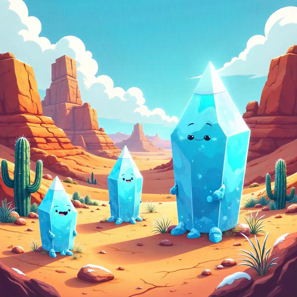 Ice Crystals in Badlands: Cartoon Oasis