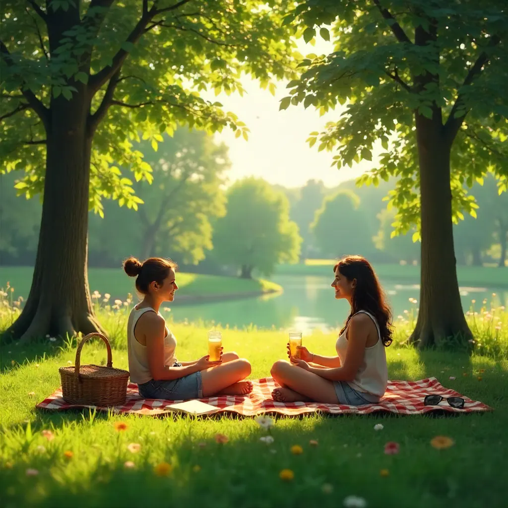 Two Friends in a Sunlit Park