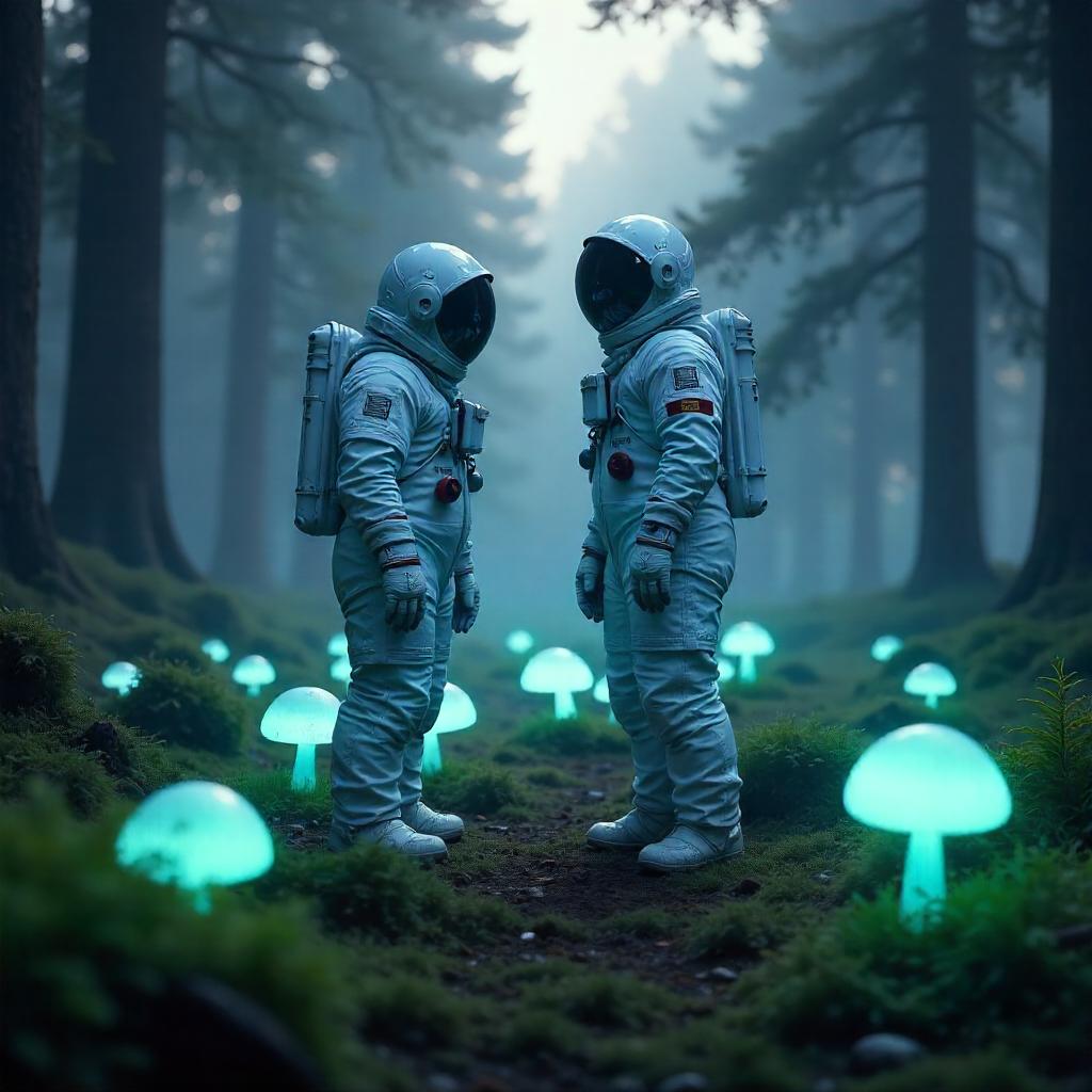 Astronaut in a Bioluminescent Fairy Ring