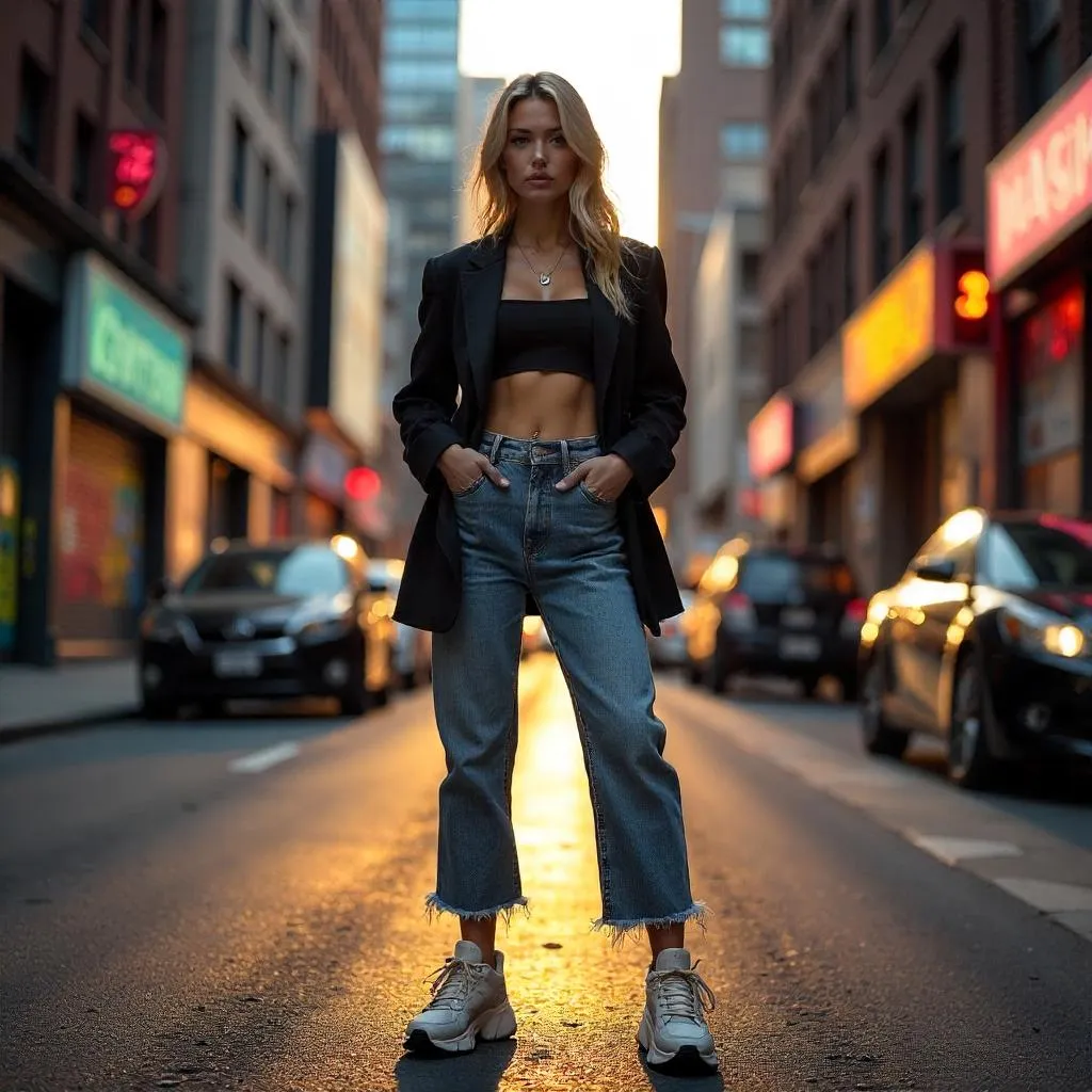 Urban Chic: Photorealistic White Woman in the City