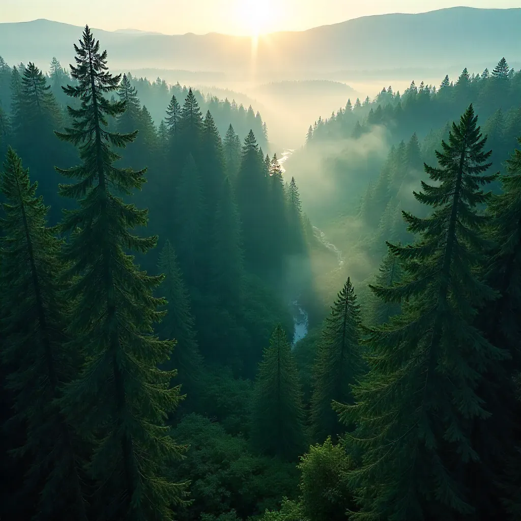 Mist-Kissed Aerial Forest: Mystic Valley