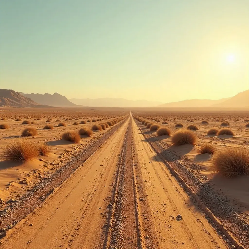 Sunrise on the Desolate Desert Road