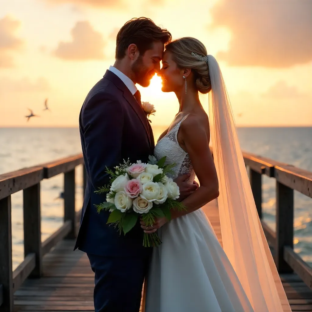 Sunset Embrace on the Pier
