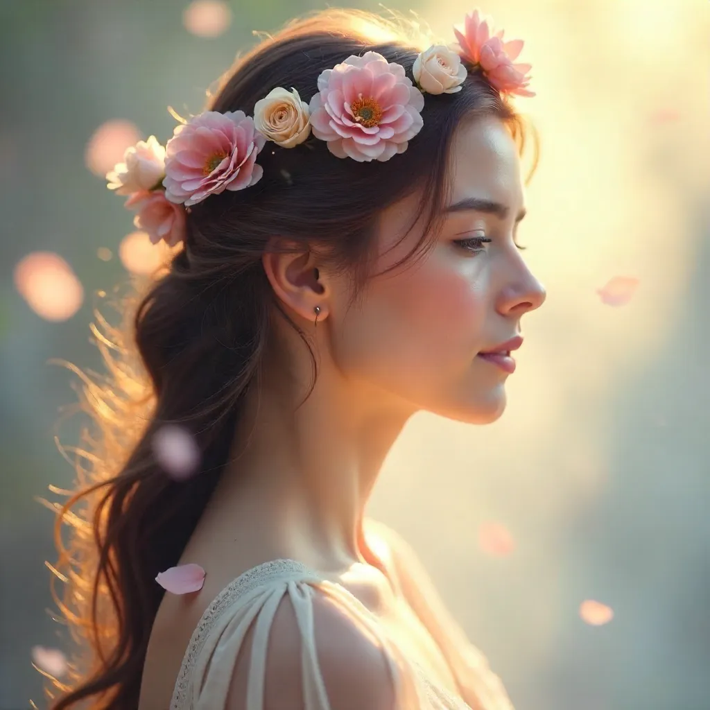 Ethereal Portrait with a Delicate Flower Crown