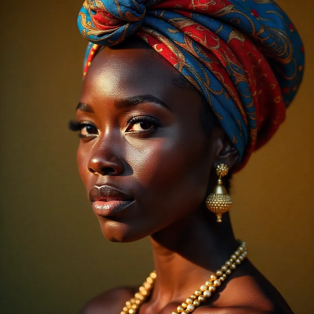 Stunning Portrait of a Woman in a Traditional Headwrap