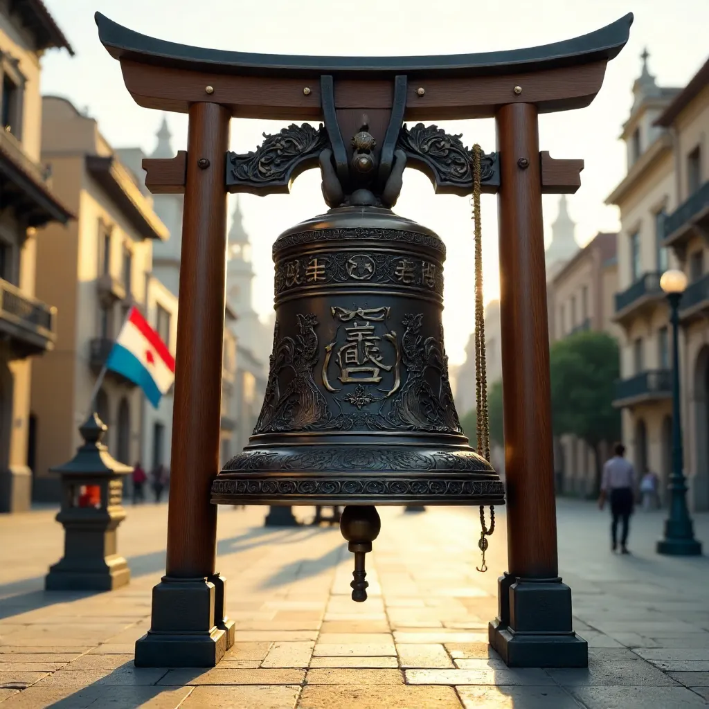 Intricate Japanese Peace Bell in Buenos Aires
