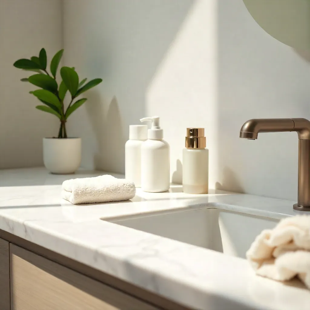 Minimalist Beauty Display in a Serene Bathroom
