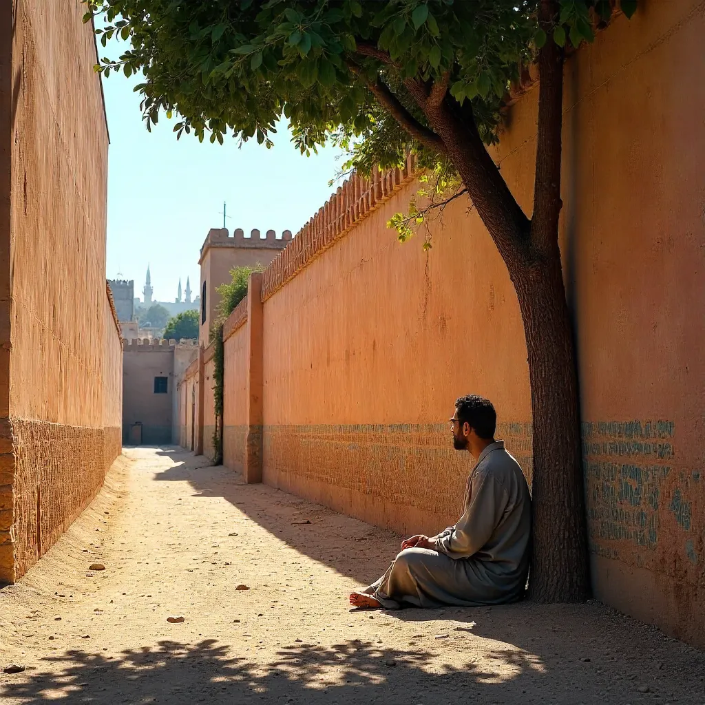 Lone Figure Under Rabat's Ancient Wall