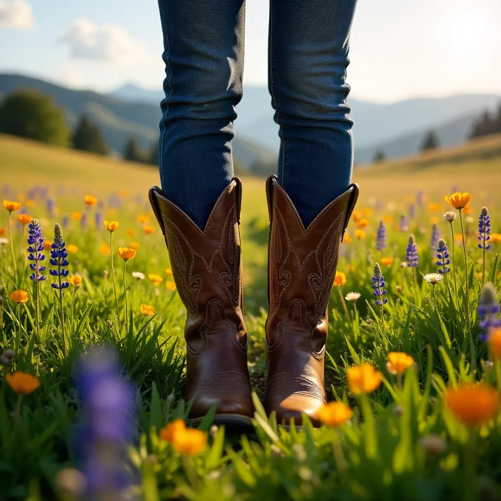 Ashland Summer Boots in a Wildflower Meadow