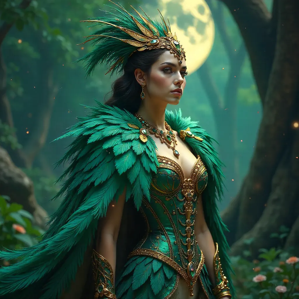 Feathered Enchantress: Ornate Fantasy Costume