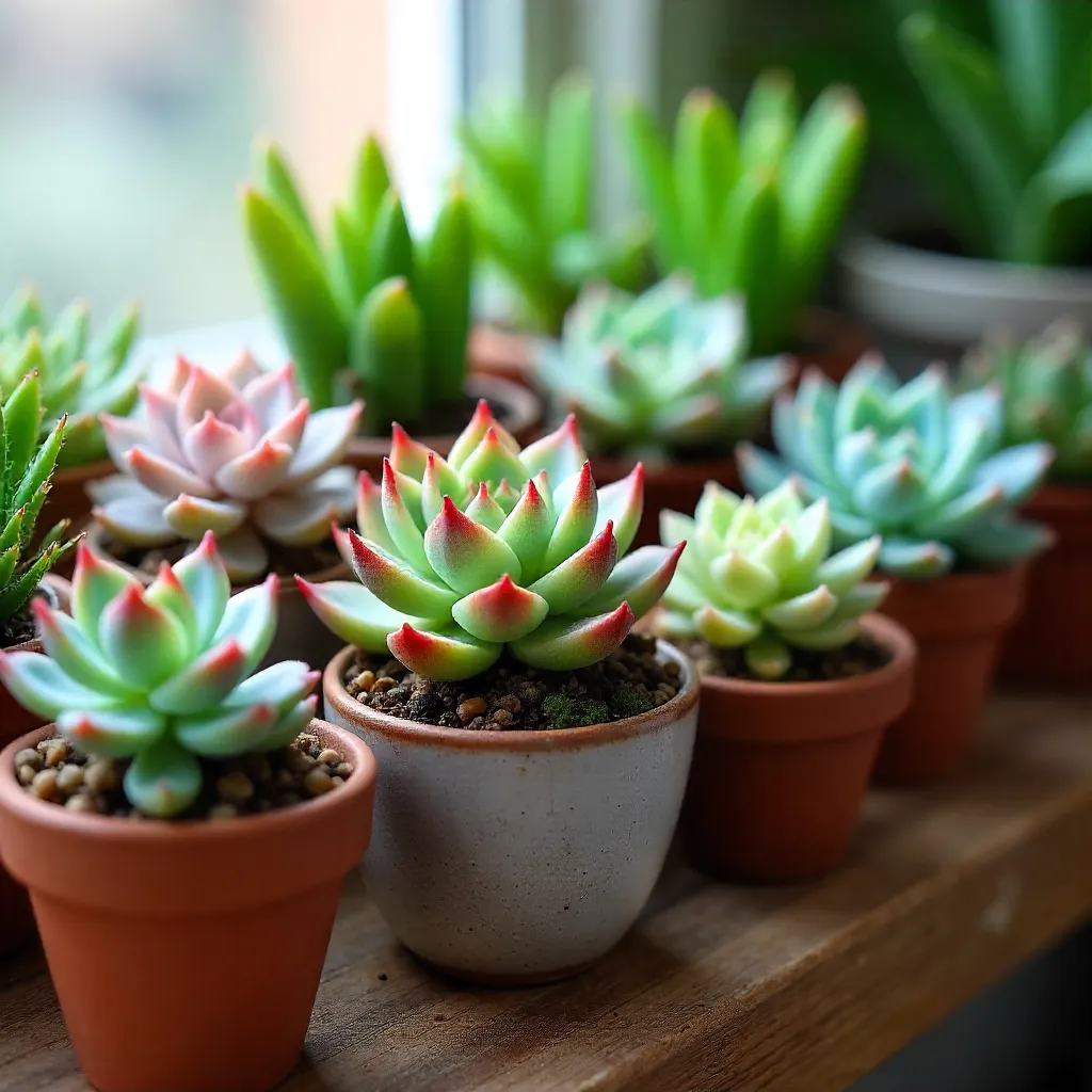 Vibrant Succulents in Tiny Pots: Textures & Hues