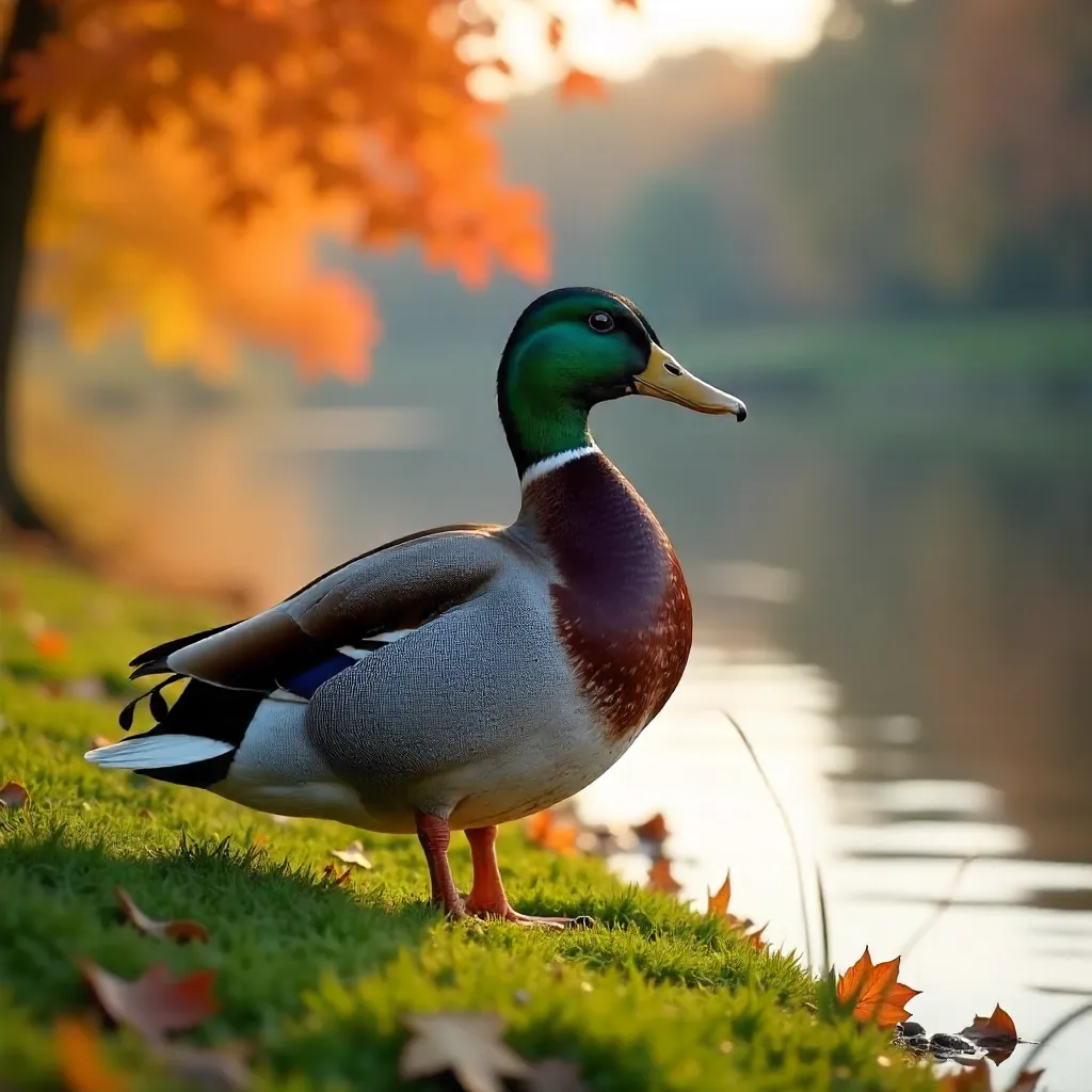 Autumn Mallard by the Golden Lakeside
