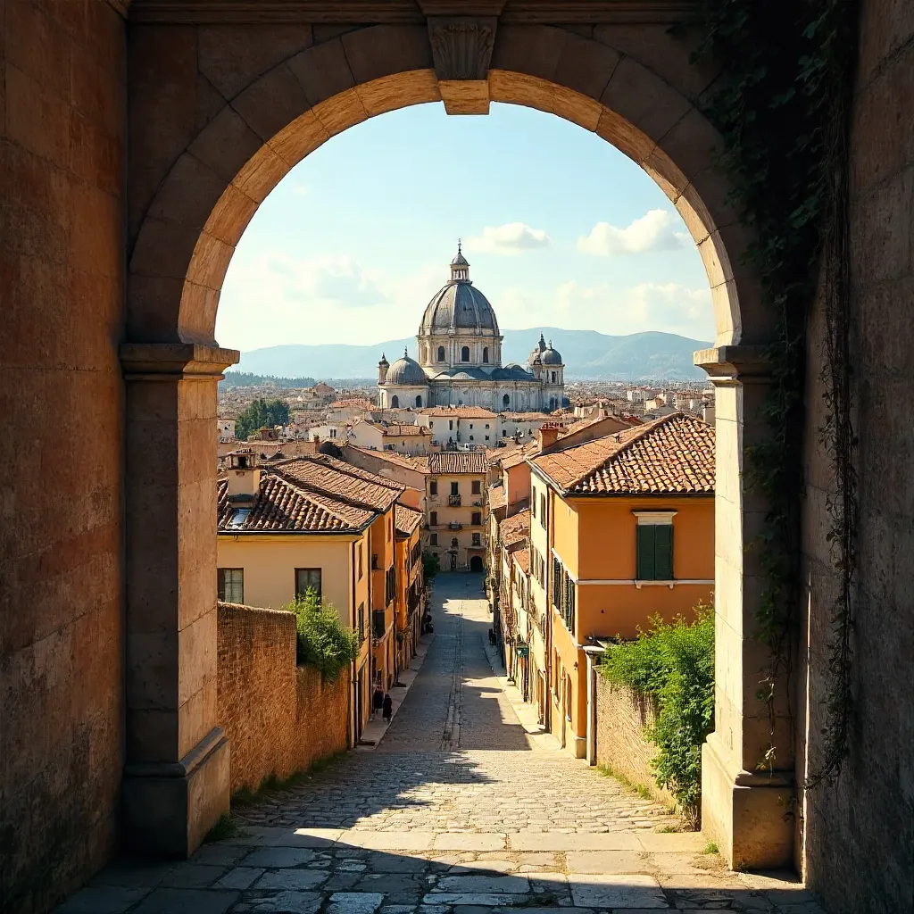 View from a Historic Arch over Rome, Lazio