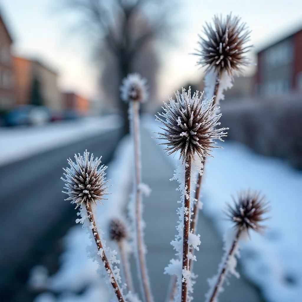 Hoarfrost Macro on Dried Berlin Winter Plants