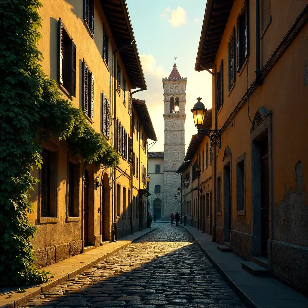 Bell Tower View Through a Narrow Florence Street
