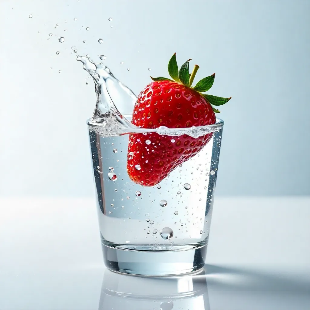 Vibrant Strawberry Splash in a Crystal Glass