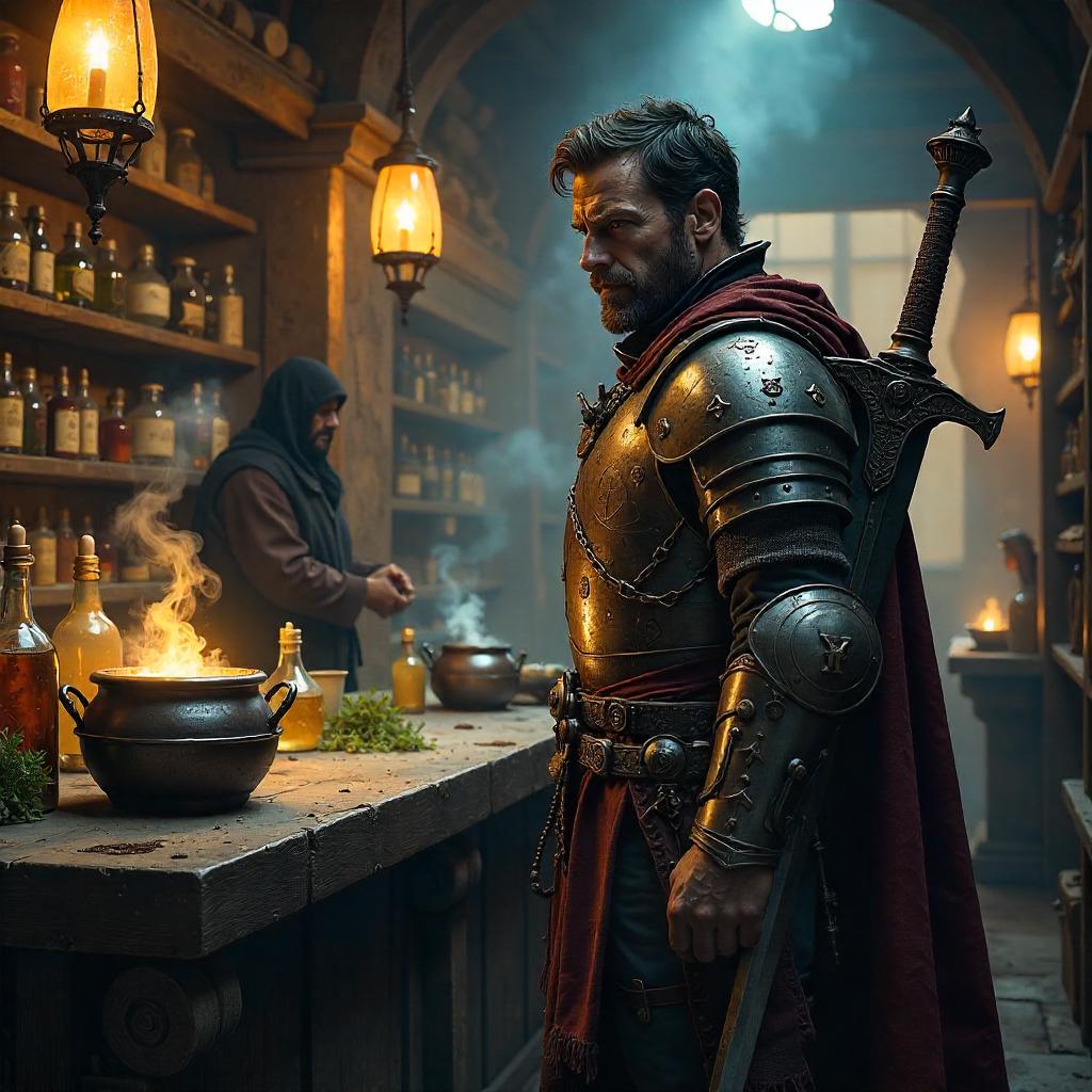 Warrior in the Potion Shop - Concept Art