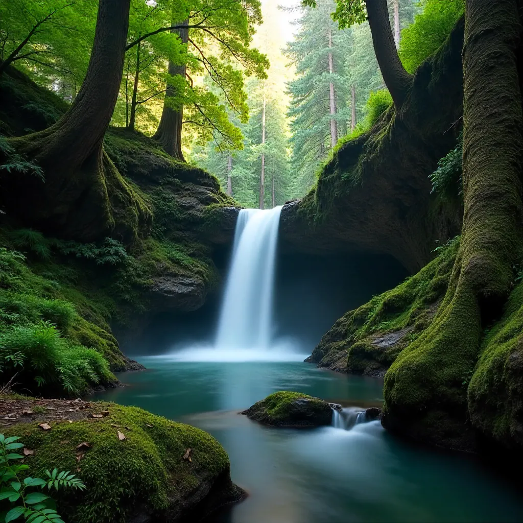 Silky Tasmanian Falls in Verdant Forest