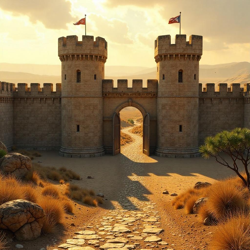 Savanna Fortress: A 3D Rendered Landscape