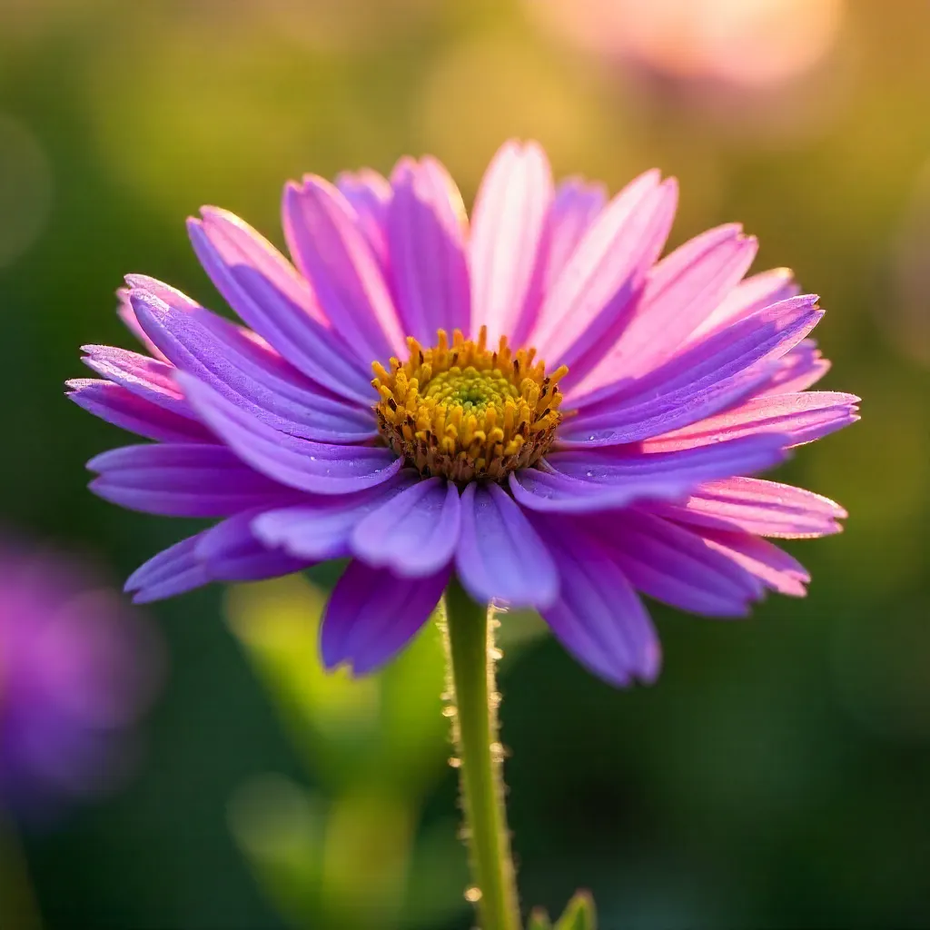 Sunlit Macro: Purple Aster Bloom