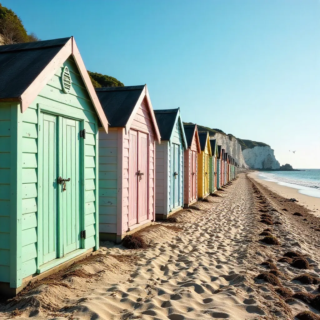 Colorful Beach Huts in Yport, Normandy