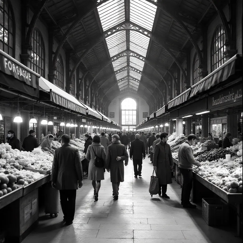 Monochrome Market of Nancy: Indoor Bustle
