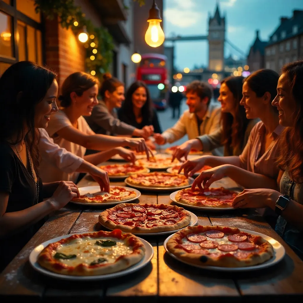 London Pizza Party: Hands Reach for Sourdough Slices