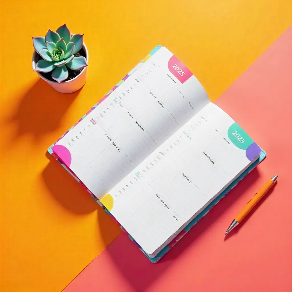 Vibrant 2025 Planner with Succulent on Orange