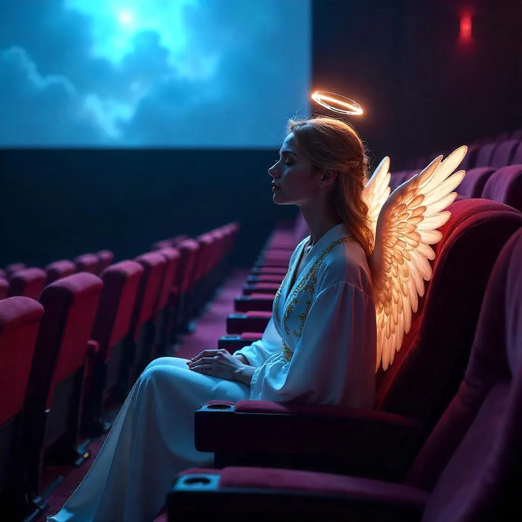 Angelic Spectator in a Midnight Movie Theater