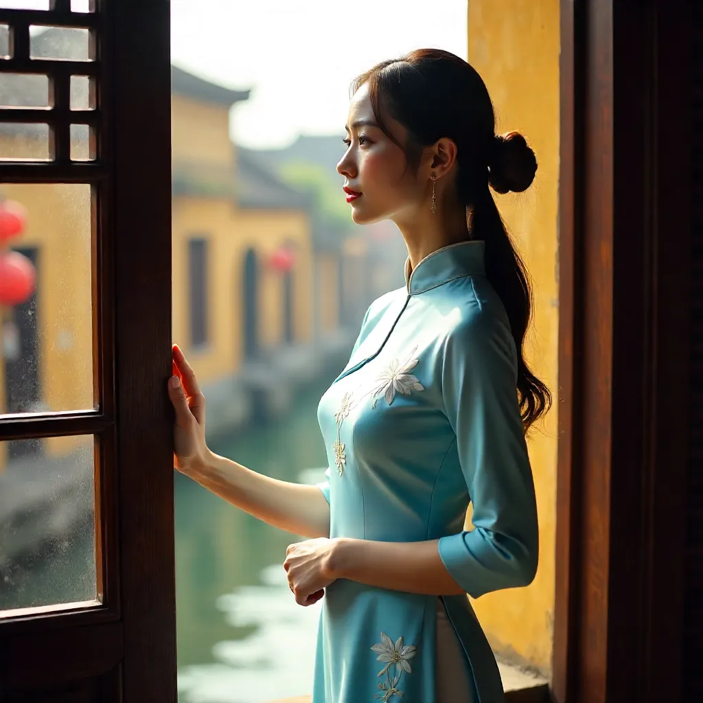 Ao Dai by the Window in Hội An: Timeless Elegance
