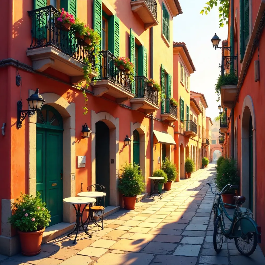 Golden Hour on a Warm European Alleyway