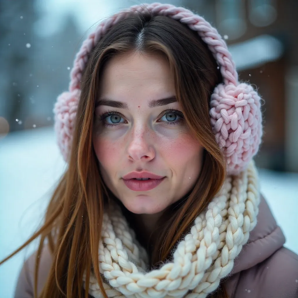 Motion-Blur Portrait: Yarn Earmuffs in Motion