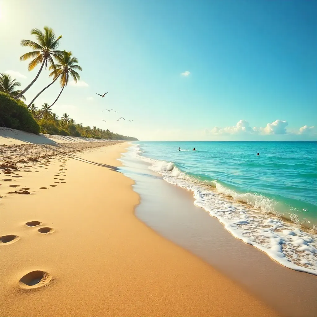 Peaceful Summer Beach with Gentle Waves